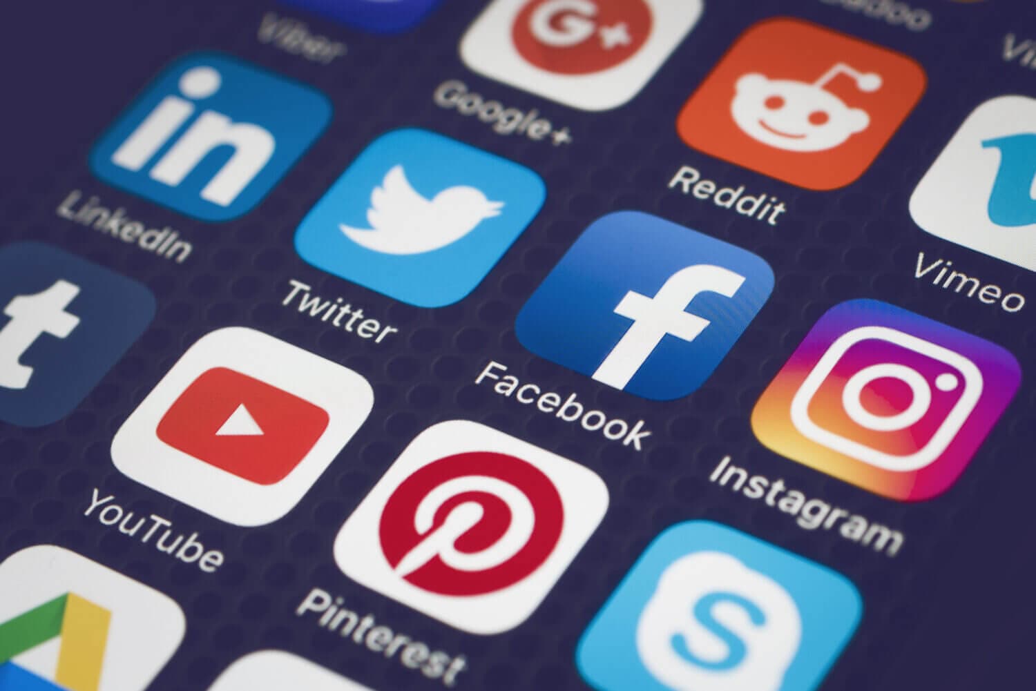 social media icons on a phone