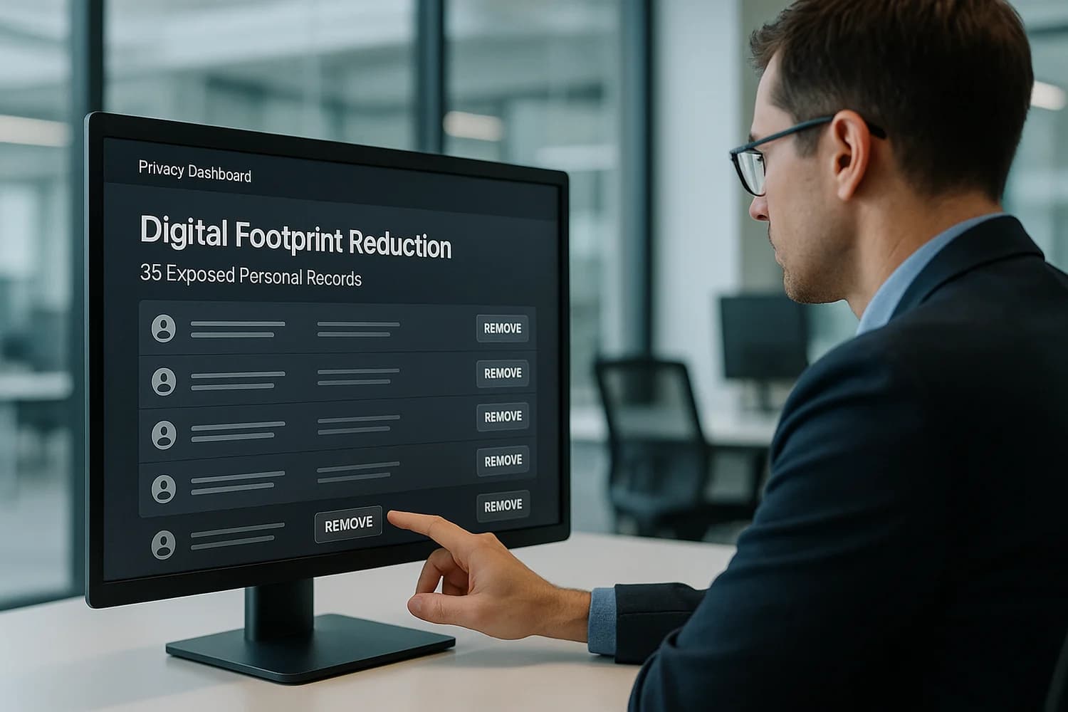 Digital footprint reduction dashboard and analyst