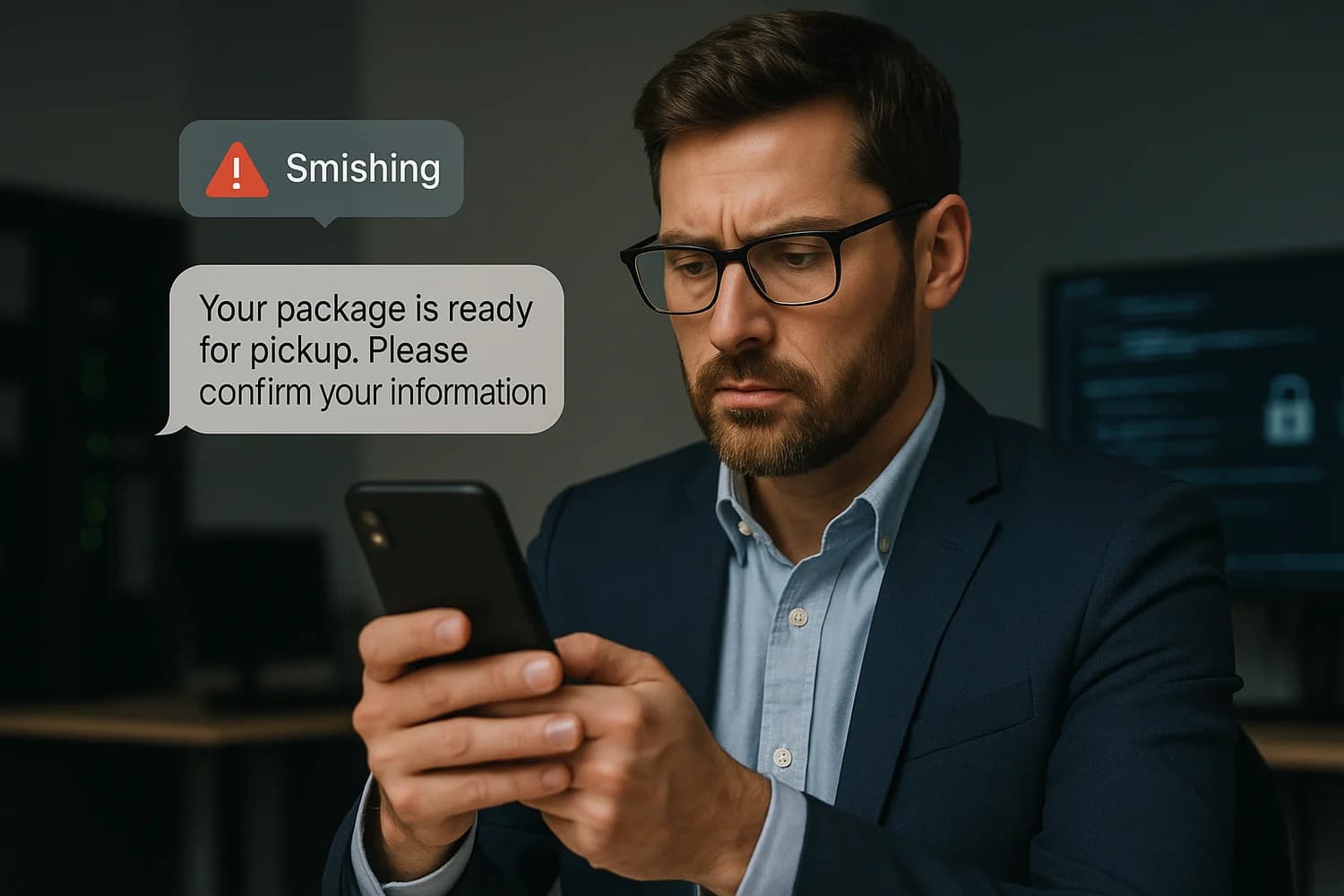 Professional realistic concept image for Smishing