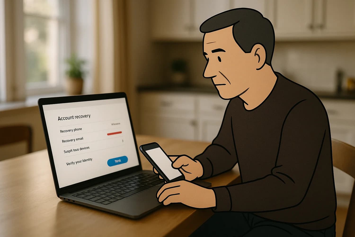 Recovering control of an email account from a trusted security screen