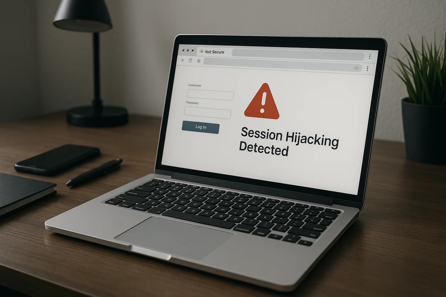Professional realistic infostealer incident scene focused on browser session theft