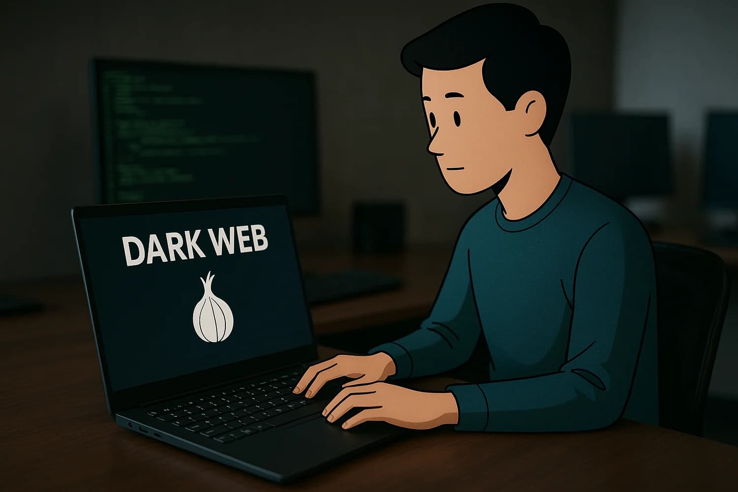 Professional realistic concept image for dark web risk