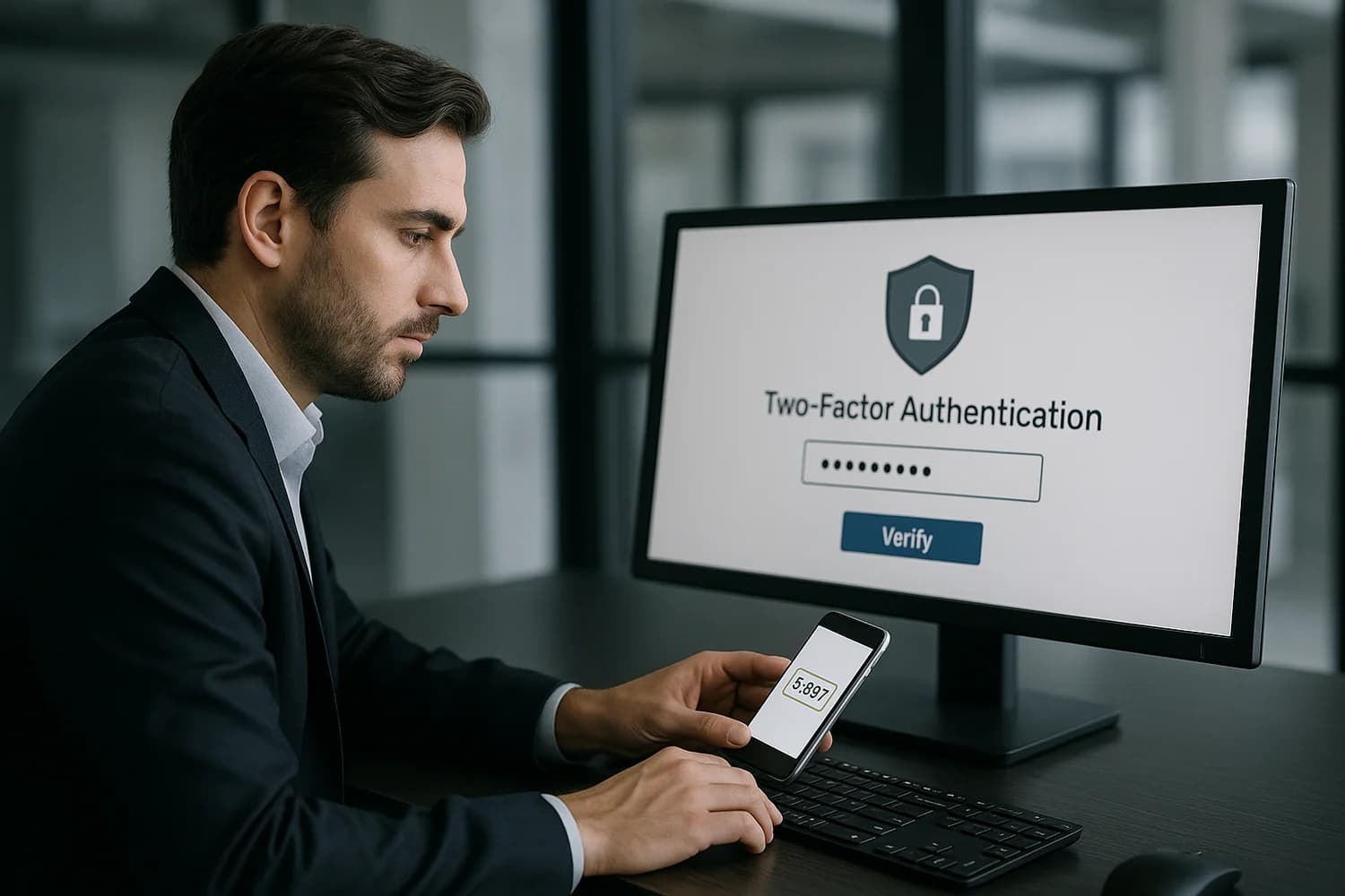Professional realistic concept image for Two-Factor Authentication (2FA)