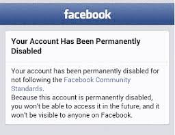 Facebook permanently disabled status prompt