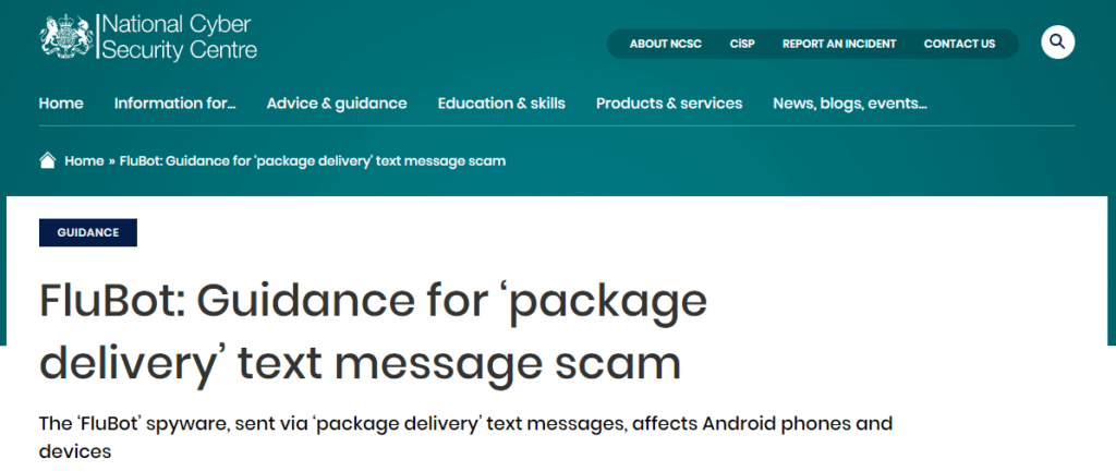 FluBot Virus Warning - UK Government