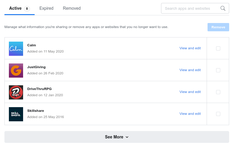 Comment récupérer un compte Facebook piraté 34 Facebook - Liste des applications actives