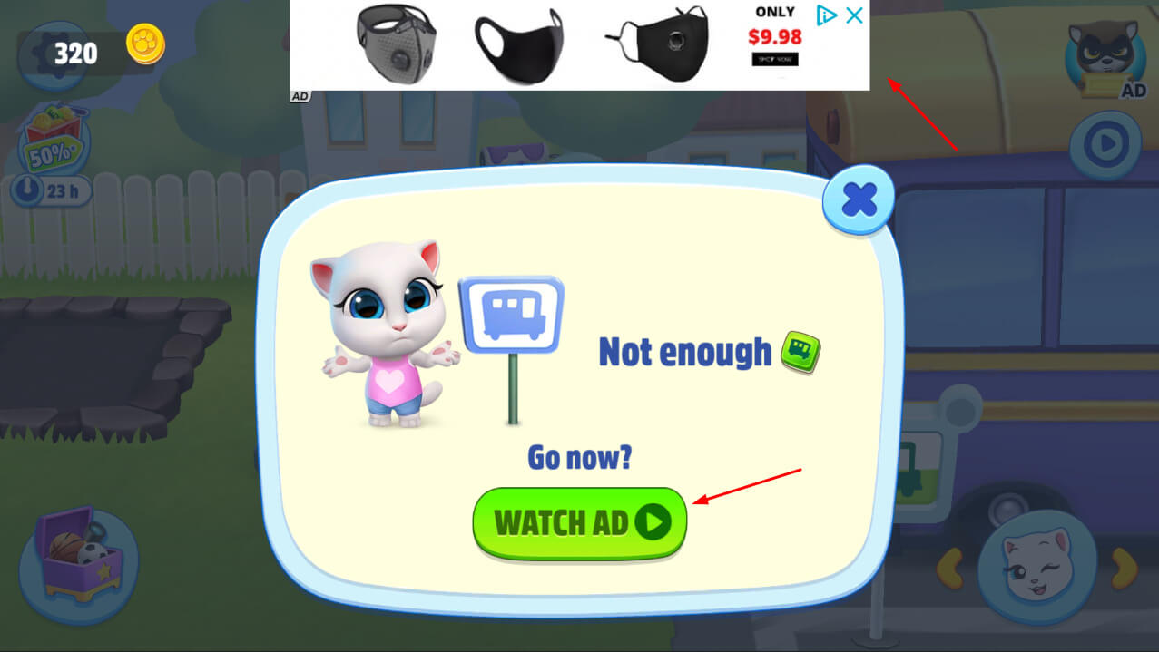 in-app advertising in My Talking Tom Friends