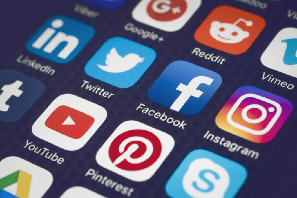 social media icons on a phone