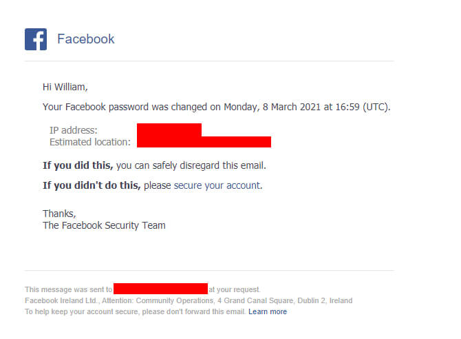 Received Facebook Password Change?