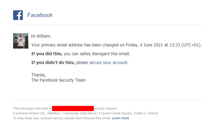 facebook email was changed hacked